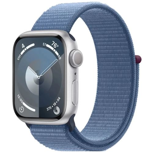 Смарт-часы Apple Watch Series 9 (GPS), Aluminium Case, 45mm, Sport Loop, Silver/Winter Blue