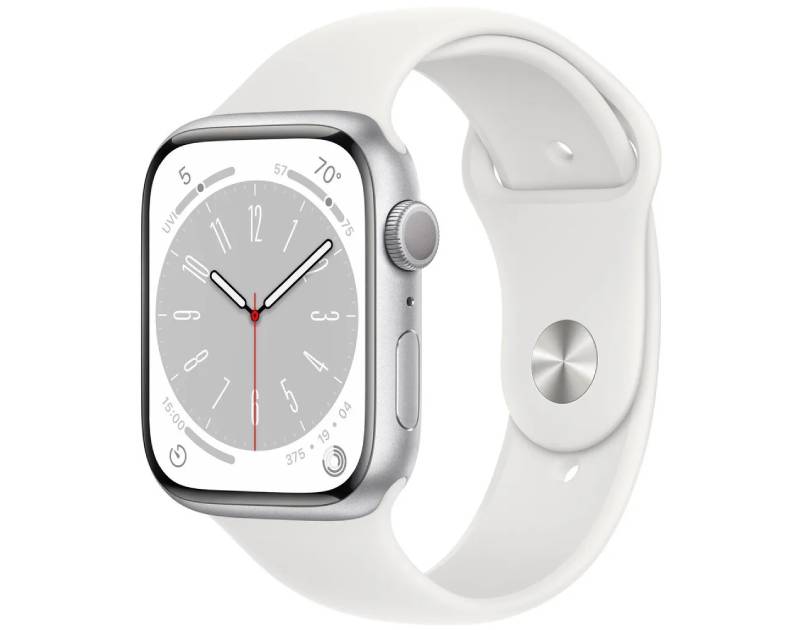 Умные часы Apple Watch Series 8, 45 мм, R, GPS, Aluminium Case, silver/white