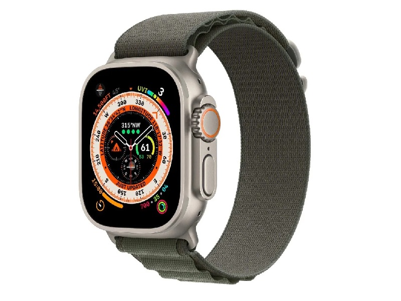 Умные часы Apple Watch Ultra 49 мм Titanium Case Cellular, титановый/зеленый Alpine Loop, M