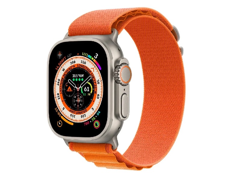 Умные часы Apple Watch Ultra 49 мм Titanium Case Cellular, титановый/оранжевый Alpine Loop, S