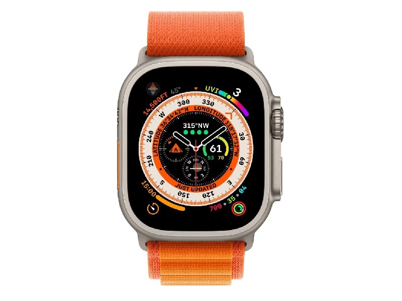 Умные часы Apple Watch Ultra 49 мм Titanium Case Cellular, титановый/оранжевый Alpine Loop, L
